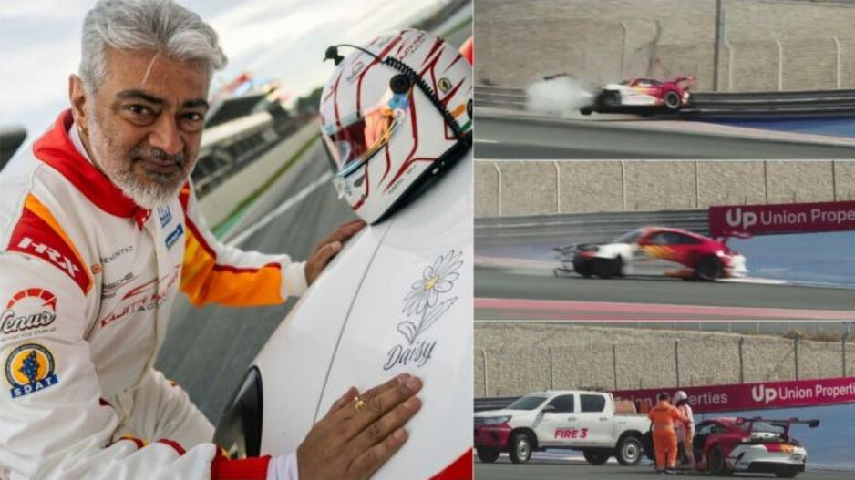 Ajith Kumar car accident: car crashes at 180 Km/h in Dubai. 