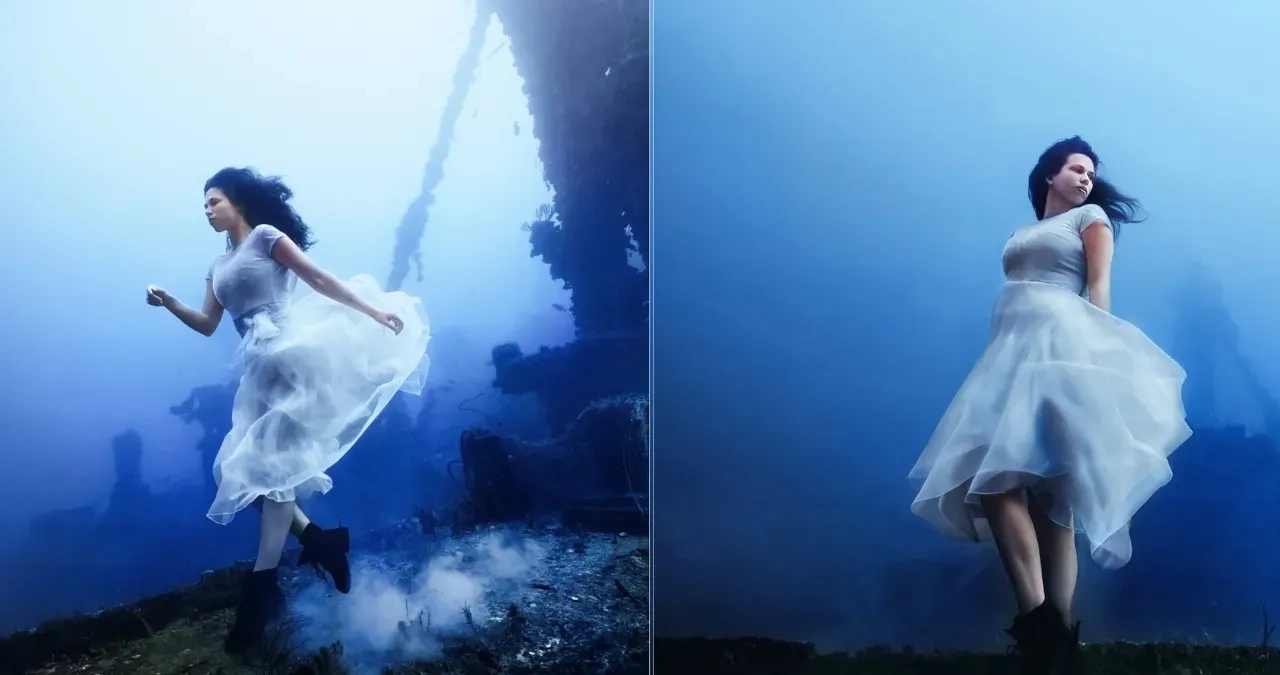 Under water photoshot , break record capture 163 feet underwater