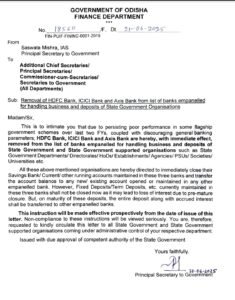 Odisha Govt Bans Business With HDFC, Axis, And ICICI Banks