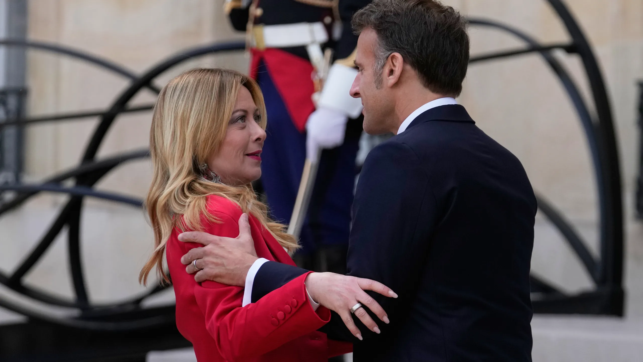President Macron And PM Melonis Warm Hug And Kisses Video Goes Viral