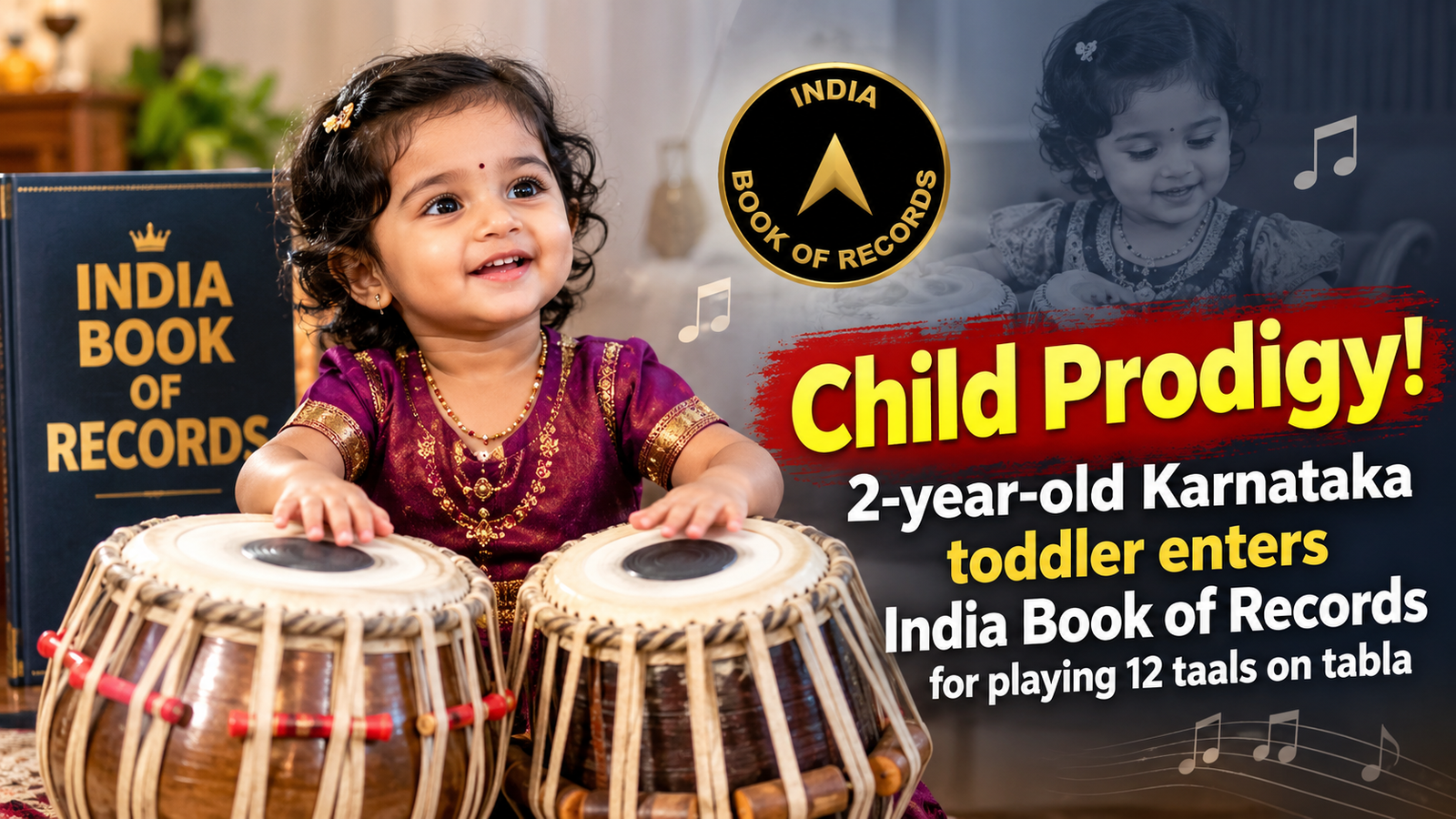 2-Year-Old Karnataka Girl Sets Record Playing 12 Taals on Tabla